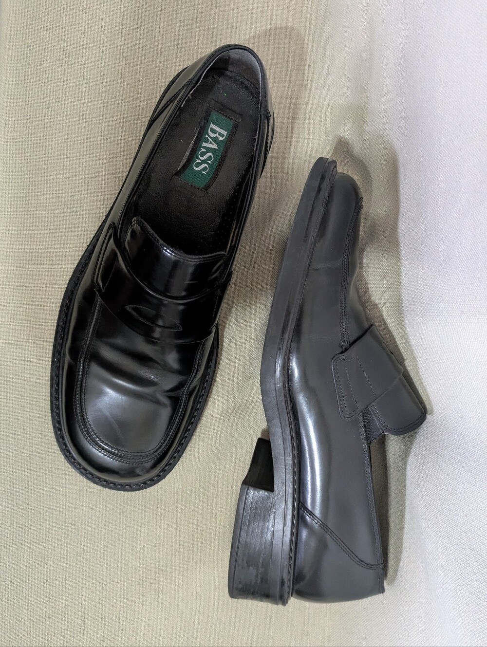 GH Bass Weejuns Vintage Made In Italy Lug Penny Loafers Black Men 12